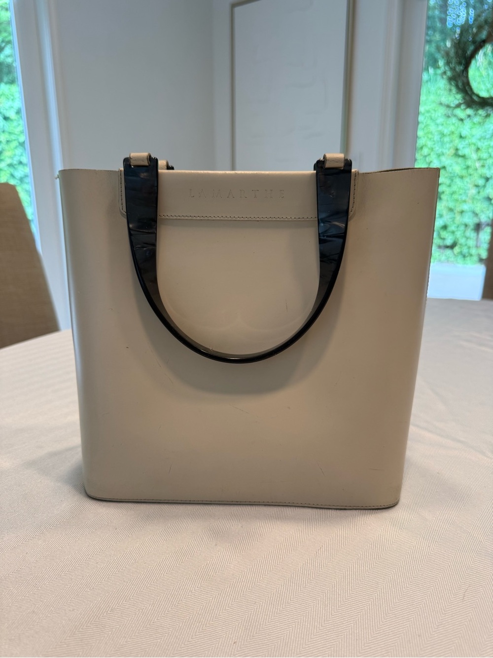 Ivory Lamarthe Paris Leather Tote with Black Handles